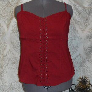 Torrid 3X Maroon Red Crop Top Spaghetti Straps Sweetheart Neck Laced Front